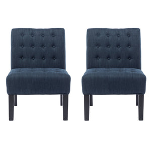 English Elm Accent Slipper Chairs Set of Two Button Tufted Plush Upholstered Living Room Pair 70752.00NBLU