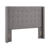 Homelegance By Top-Line Magnolia Nailhead Wingback Button Tufted Headboard Grey Linen
