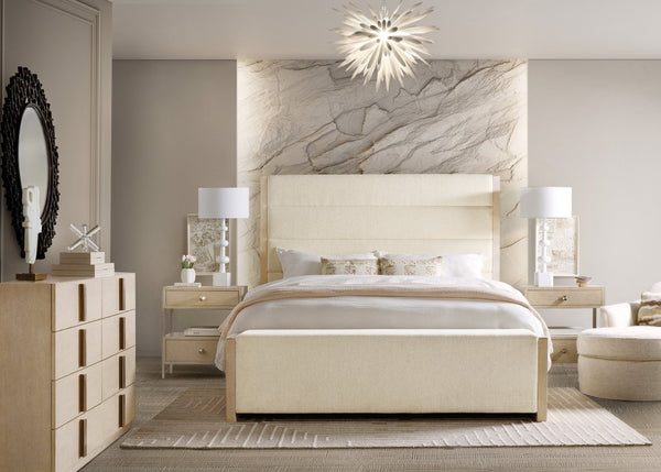 Hooker Furniture Westwood Queen Upholstered Storage Bed With Hidden Drawers, Channel Headboard, Polished Oak Finish 103.50 L x 81.00W x 68.00H 6133-90966-80