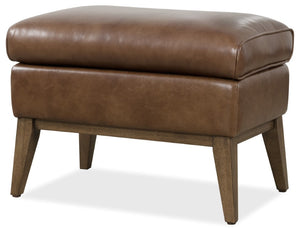 Hooker Furniture Camille Hazelnut Brown Leather Ottoman — Compact 15.75"X24.75" Rectangular Footrest, Seat & Table Alternative CC237-OT-086