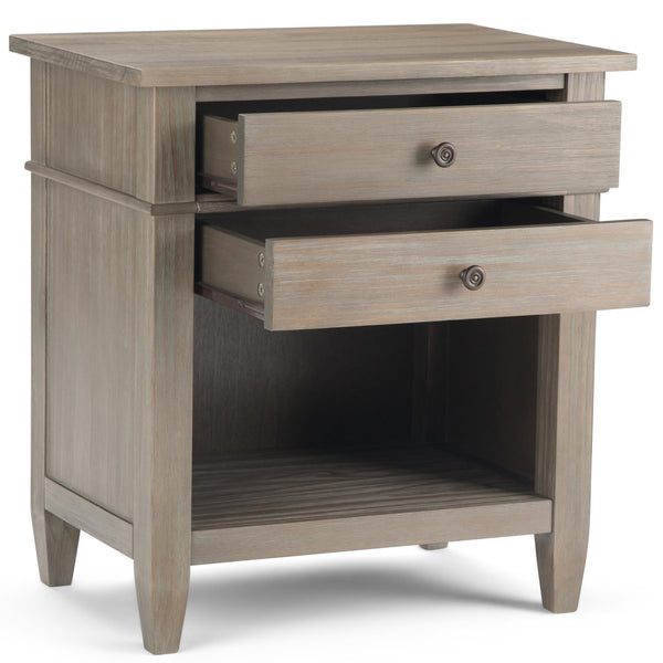 English Elm Carlton Handcrafted Distressed Grey Bedside Table - Vintage Charm With Dual Storage Drawers & Style B136P158140