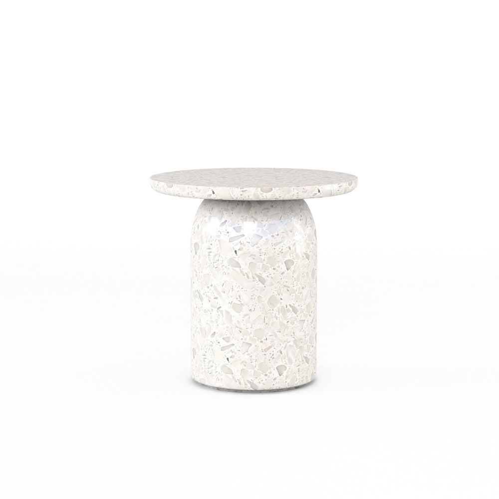 A.R.T. Furniture Cotiere Contemporary Terrazzo End Table With Adjustable Levelers – Stylish Accent For Any Room White Parawood Solids,Terrazo Stone 299383-0021