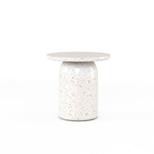 A.R.T. Furniture Cotiere Contemporary Terrazzo End Table With Adjustable Levelers – Stylish Accent For Any Room White Parawood Solids,Terrazo Stone 299383-0021