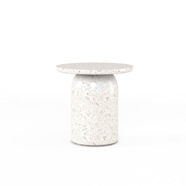 A.R.T. Furniture Cotiere Contemporary Terrazzo End Table With Adjustable Levelers – Stylish Accent For Any Room White Parawood Solids,Terrazo Stone 299383-0021