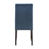 Homelegance By Top-Line Maya Velvet Channel Back Dining Chairs (Set of 2) Blue Rubberwood