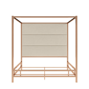 Homelegance By Top-Line Marcel Champagne Gold Canopy Bed with Linen Panel Headboard Champage Gold Metal