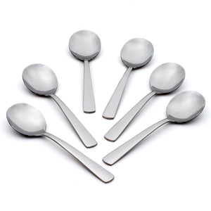 Lenox Oneida Aptitude Everyday Flatware Soup Spoons, Set of 6 Metallic, STAINLESS METAL H084006L