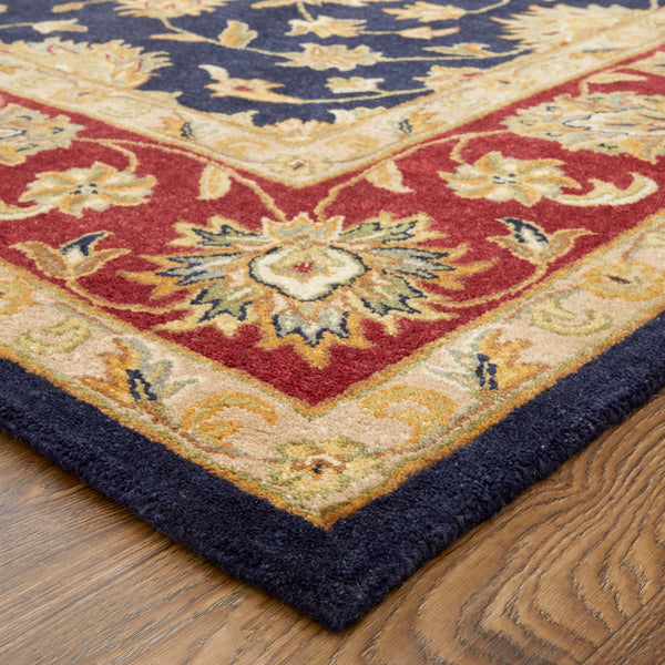 Feizy Rugs Wagner Hand Tufted Wool Oriental Rug - Durable, Stain-resistant Design Perfect For High-traffic Areas Blue,Red,Gold Wool Wgr8942fnvyredf00