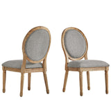 Homelegance By Top-Line Mayer Round Linen and Wood Dining Chairs (Set of 2) Grey Rubberwood