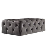 Homelegance By Top-Line Pietro Rectangular Tufted Ottoman with Casters Dark Grey Velvet