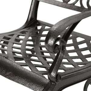 English Elm Phoenix Cast Aluminum Outdoor Dining Arm Chairs Ornate Lattice Scroll Garden Set Bronze 54589.00BZE