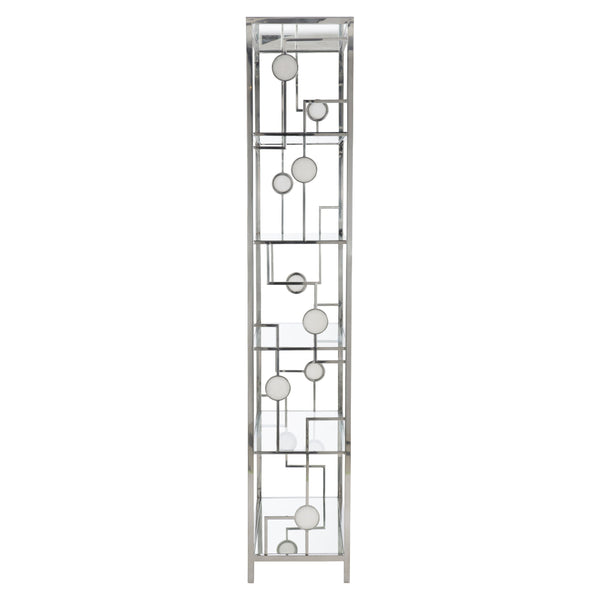 Bernhardt Bernhardt Alba Etagere — Polished Stainless Steel Display With Onyx Accents, Mirrored Glass Shelves (86"H) 305127