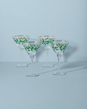 Lenox Holiday 4-Piece Martini Glass Set Red & Green, NO COLOR GLASS,CRYSTAL 893570