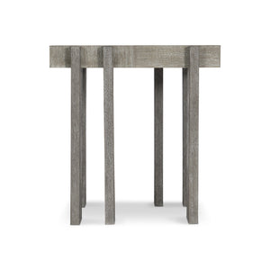 Bernhardt Bernhardt Foundations Side Table With Acacia Checkerboard Top, Asymmetrical Legs, Light & Dark Shale Finish 306121
