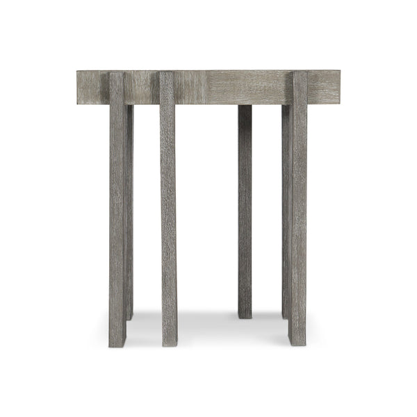 Bernhardt Bernhardt Foundations Side Table With Acacia Checkerboard Top, Asymmetrical Legs, Light & Dark Shale Finish 306121