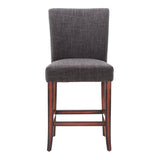 Homelegance By Top-Line Harmonn Classic Upholstered High Back Counter Height Chairs (Set of 2) Dark Grey Wood