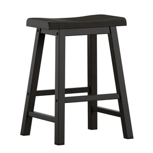 Homelegance By Top-Line Barrett Saddle Seat Counter Height Backless Stools (Set of 2) Black Rubberwood