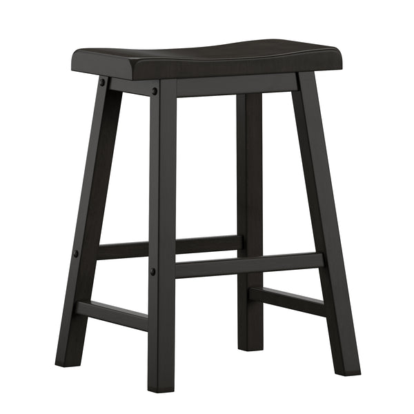 Homelegance By Top-Line Barrett Saddle Seat Counter Height Backless Stools (Set of 2) Black Rubberwood