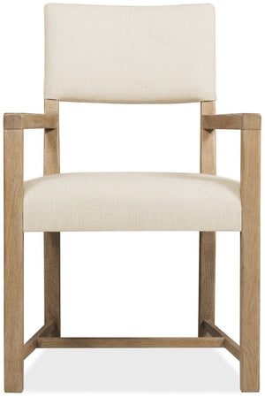 Hooker Furniture Driftwood Upholstered Arm Chair With Buckboard Finish — Rustic Farmhouse Comfort, Open-Back Cushioned Seating 24.00 L x 23.00W x 35.00H 6820-75400-80