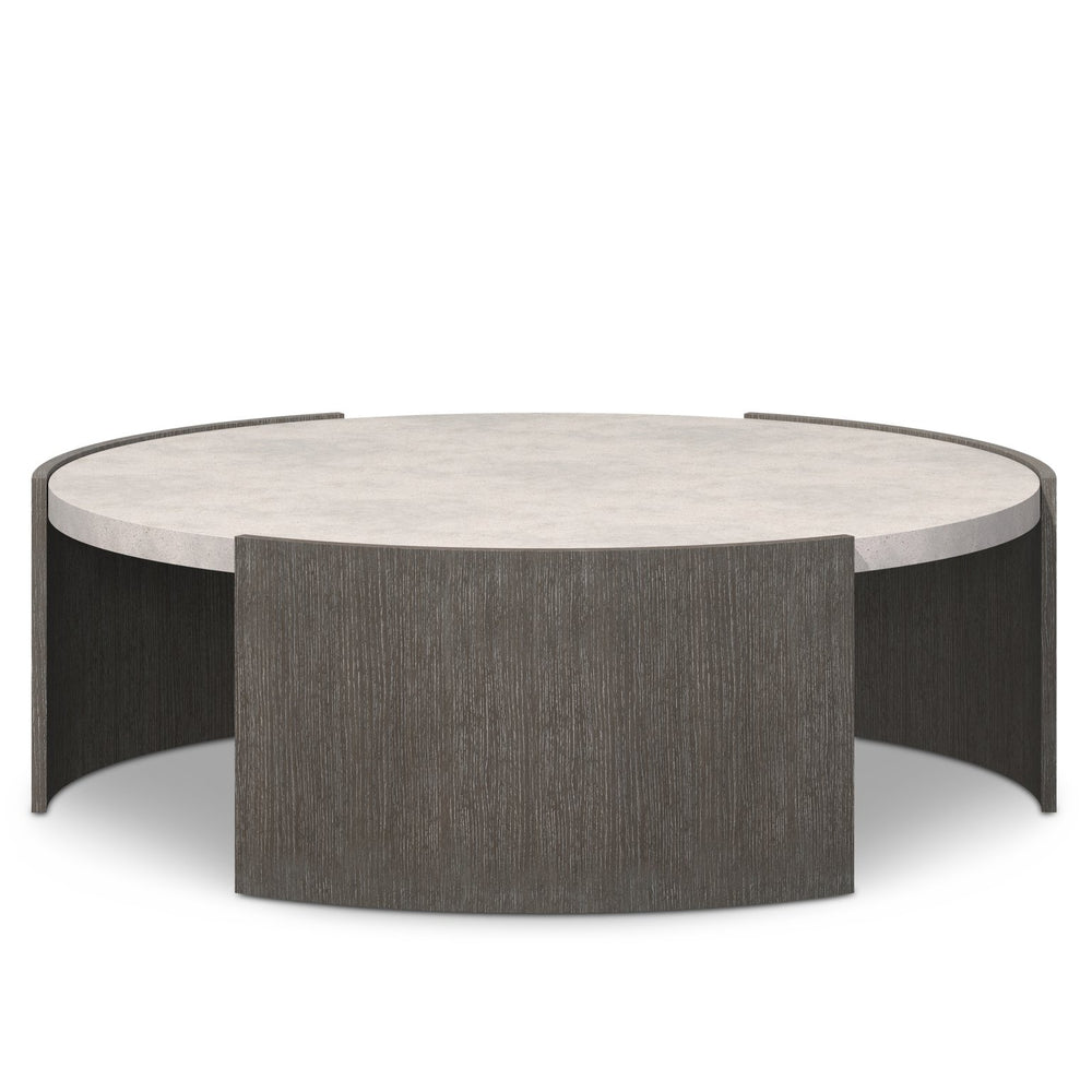 Bernhardt Bernhardt Prado Round Cocktail Table With Buff Glass-Reinforced Concrete Top And Porcini Wood Base 324016B