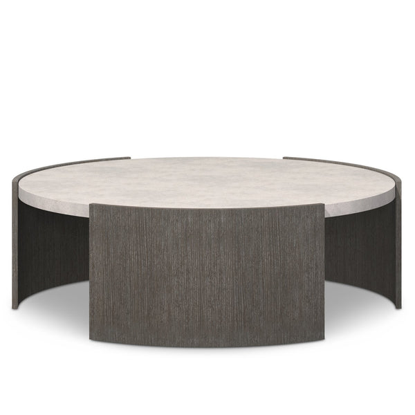 Bernhardt Bernhardt Prado Round Cocktail Table With Buff Glass-Reinforced Concrete Top And Porcini Wood Base 324016B