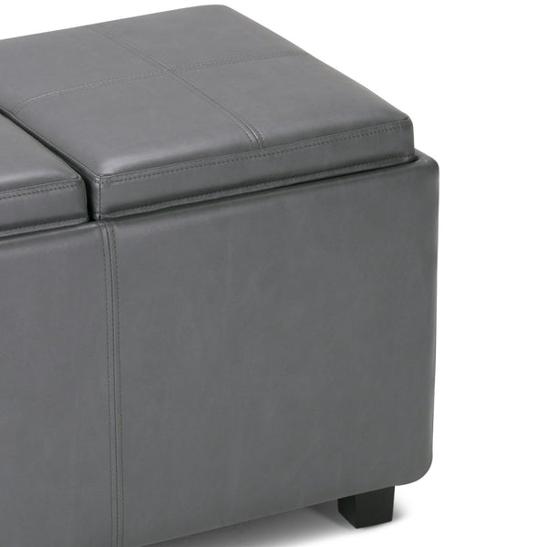 English Elm Avalon Storage Ottoman In Stone Grey - Stylish Multi-Functional Bench With Hidden Storage & Trays B136P158113
