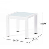 Christopher Knight Home® - Noble House - Cape Coral Outdoor Aluminum Side Table with Glass Top