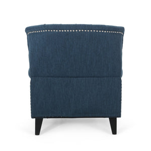 English Elm Christopher Knight Home® - Classic Classic Style Fabric Push Back Chair with Rivet Detail, Rolled Arms & Plush Cushions for Comfort and Stability Navy Blue 71909.00NBLU