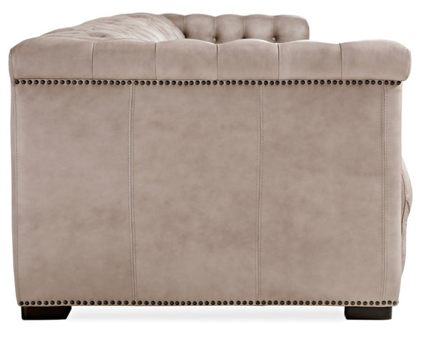 Hooker Furniture Savion Hand-Wiped Top-Grain Leather Power Reclining Sofa With Tufted Back And Adjustable Headrests Light Brown SS434-1.5RL-P-PH-082