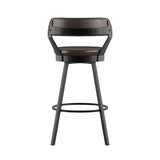 Homelegance By Top-Line Amir Faux Leather Metal Swivel 29" Bar Height Stools (Set of 2) Brown Metal