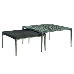 Bernhardt Bernhardt Black Forest Marble Cocktail Table With Textured Graphite Cast Aluminum Base, 36" Square 382030
