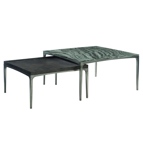 Bernhardt Bernhardt Strata Cerused Charcoal White Oak Cocktail Table With Textured Graphite Aluminum Base 382031