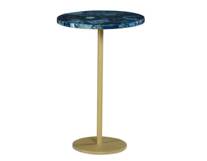 English Elm Steve Silver - Oceana - Agate Top Round Chairside Table - Blue