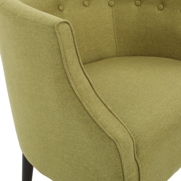 English Elm Club Chair Barrel Silhouette Button Tufted Fabric Accent Seat with Tapered Birch Legs 60007.00TEL