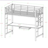 Bunk Bed Work Station, White White BTOZWH Walker Edison