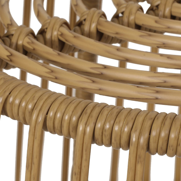 English Elm Christopher Knight Home® - ELAINE Rattan Side Table Light Brown – Boho Outdoor Wicker Cage Accent Table, Durable Polyethylene Finish 71843.00LBRN