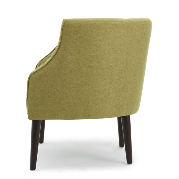 English Elm Club Chair Barrel Silhouette Button Tufted Fabric Accent Seat with Tapered Birch Legs 60007.00TEL