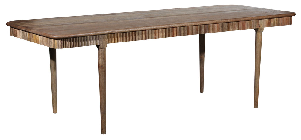 Porter Designs Porter Petra Solid Wood Dining Table - Elegant Retro French Design With Fluted Apron & Pin Legs Natural Wood 07-108-01-2345