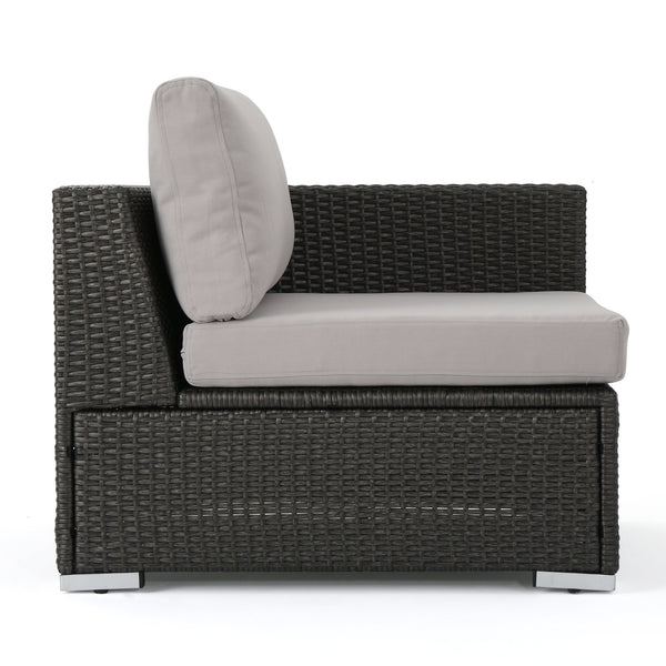 English Elm Christopher Knight Home® - SANTA SANTA ROSA Right Armchair Rattan Frame with Aluminum Accents — Weather-Resistant Stylish Seating Grey+Silver 65058.00ALUGRY