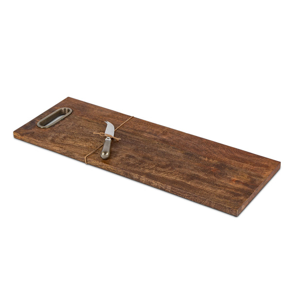 Mango Wood Cutting Board with Cheese Knife, 22" EAW95963 Park Hill