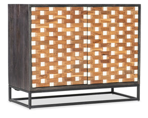 Hooker Furniture Commerce Mango & Bone Woven 2-Door Accent Chest — Rustic Black Case, Soft-Close Doors, Iron Base 7228-50731-89