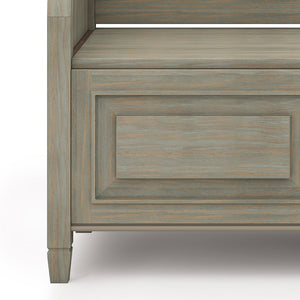 English Elm Connaught Storage Bench - Handcrafted Distressed Grey Entryway Seat With Hidden Storage & Style B136P158533