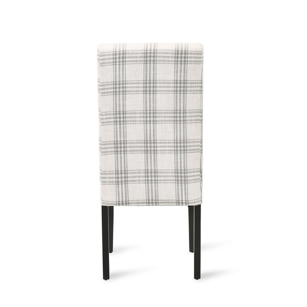 English Elm Christopher Knight Home® - DINING Chair with Plush Fabric Upholstery, Rubberwood Legs, Contemporary Minimalist Comfort and Style Grey Plaid 60162.00GRYPLD