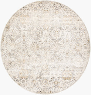 Livabliss Indigo Arts and Crafts Polypropylene Area Rug for Large Living or Dining Spaces Gray, Charcoal 5' x 5' Round IGO2306-53RD