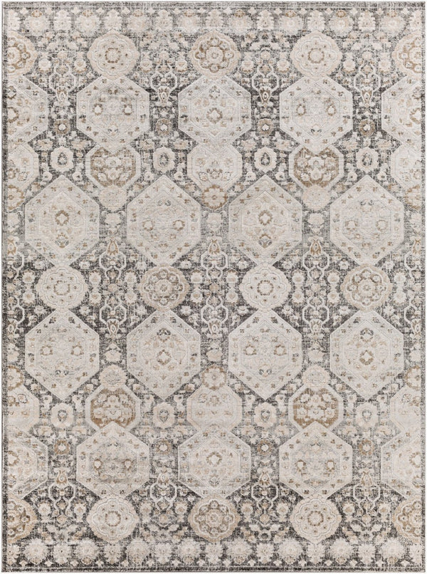 Livabliss Indigo Arts and Crafts Polypropylene Accent Rug Turkish Woven for Entryways Black, Gray 7'8" x 10'2" IGO2307-710102