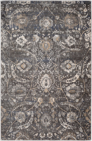 Livabliss Indigo Collection Traditional Polypropylene Area Rug for Entryway or Bedside Accent Black, Charcoal 6'4" x 9' IGO2317-679