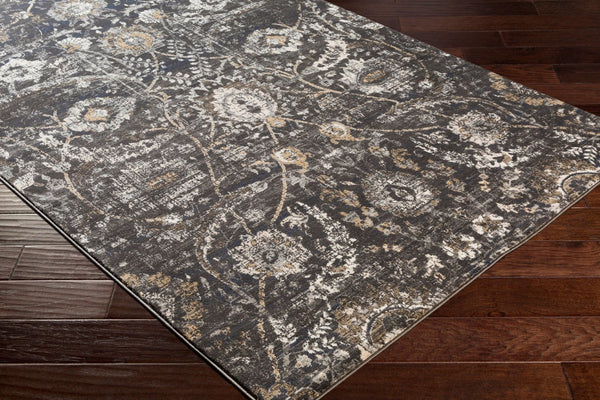 Livabliss Indigo Collection Traditional Polypropylene Area Rug for Entryway or Bedside Accent Black, Charcoal 6'4" x 9' IGO2317-679