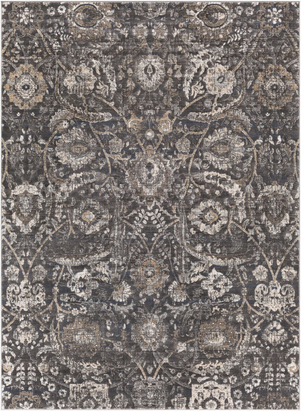 Livabliss Indigo Collection Traditional Polypropylene Area Rug for Entryway or Bedside Accent Black, Charcoal 7'8" x 10'2" IGO2317-710102