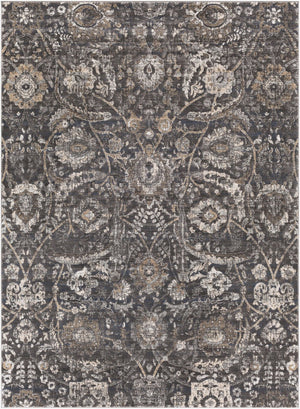 Livabliss Indigo Collection Traditional Polypropylene Area Rug for Entryway or Bedside Accent Black, Charcoal 7'8" x 10'2" IGO2317-710102