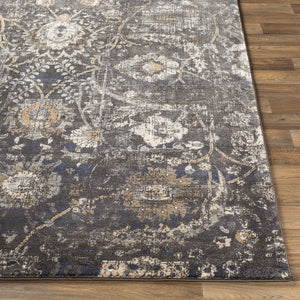 Livabliss Indigo Collection Traditional Polypropylene Area Rug for Entryway or Bedside Accent Black, Charcoal 6'4" x 9' IGO2317-679